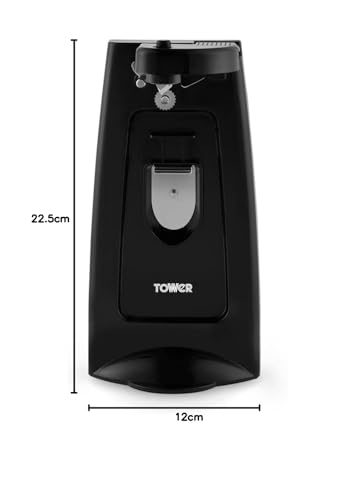 Tower T19007 3-in-1 Electric Can Opener with Knife Sharpener & Bottle Opener, Black
