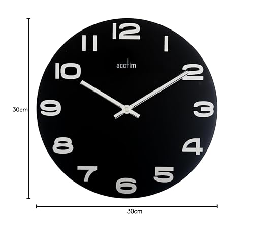 Acctim Mika Wall Clock Quartz Open Dial Mirrored Numerals Black 30cm 27003