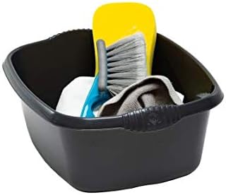 Casa Washing Up Bowl 39cm Large Rectangular Kitchen Basin Bowl Sink Dishpan Washing Up Bowl - Dish Tub for Sink, 12 litres (Capacity) - Midnight Black - Set of 1