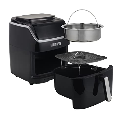 Princess 2-in-1 Steam Oven & Aerofryer - Large volume of 6.5L - 1700 W - Touch screen - 8 pre-programmed programs - Accessories Included, Black (01.182080.02.001)
