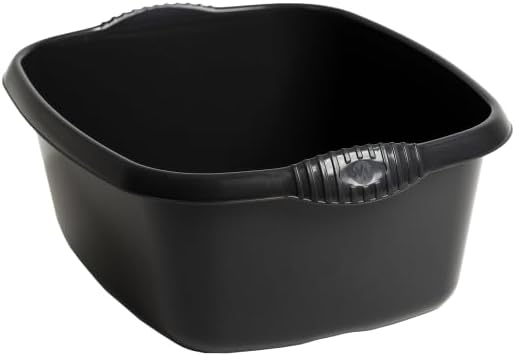 Casa Washing Up Bowl 39cm Large Rectangular Kitchen Basin Bowl Sink Dishpan Washing Up Bowl - Dish Tub for Sink, 12 litres (Capacity) - Midnight Black - Set of 1