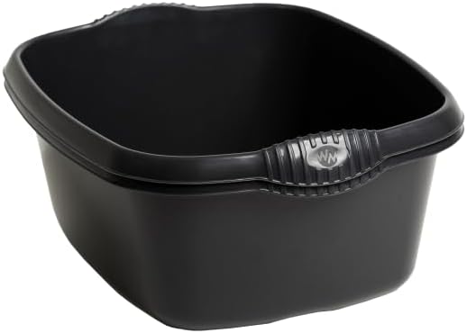 Casa Washing Up Bowl 39cm Large Rectangular Kitchen Basin Bowl Sink Dishpan Washing Up Bowl - Dish Tub for Sink, 12 litres (Capacity) - Midnight Black - Set of 1