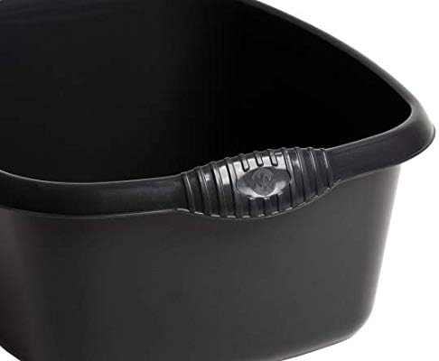 Casa Washing Up Bowl 39cm Large Rectangular Kitchen Basin Bowl Sink Dishpan Washing Up Bowl - Dish Tub for Sink, 12 litres (Capacity) - Midnight Black - Set of 1