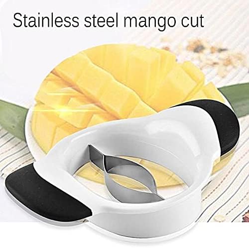 Mango Splitter Mango Cutter Slicer Stainless Steel Non-Slip Handles, Stainless Steel Blade, Cutter, Black-White