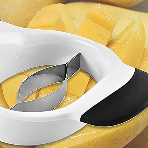 Mango Splitter Mango Cutter Slicer Stainless Steel Non-Slip Handles, Stainless Steel Blade, Cutter, Black-White