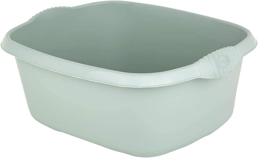 Casa Washing Up Bowl 39cm Large Rectangular Kitchen Basin Bowl Sink Dishpan Washing Up Bowl - Dish Tub for Sink, 12 litres (Capacity) Silver Sage - Set of 1