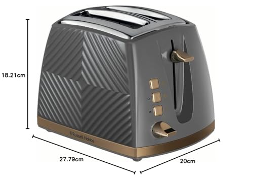 Russell Hobbs Groove Electric 1.7L Cordless Kettle (Fast Boil 3KW, Grey textured plastic with brushed gold accents, Removable washable anti-scale filter, Push to open lid, Perfect pour spout) 26382