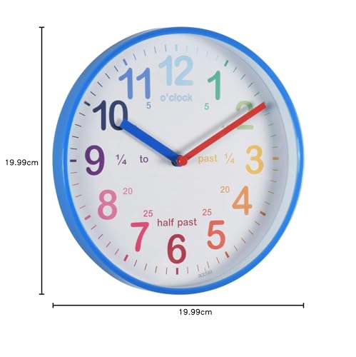 Acctim Wickford Kids Teaching Wall Clock Quartz Rainbow Dial Quarter Markers Pink 20cm 22520