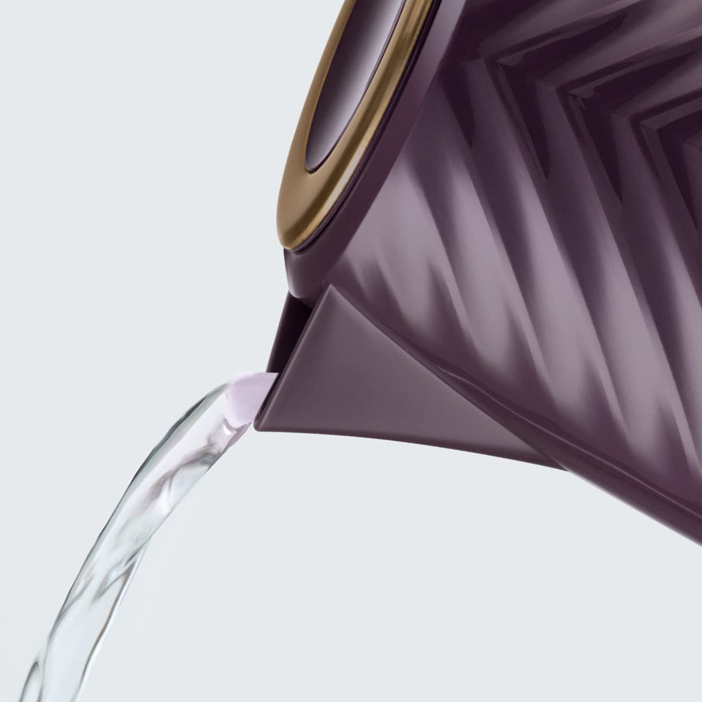 Russell Hobbs Groove Electric 1.7L Cordless Kettle (Fast Boil 3KW, Grey textured plastic with brushed gold accents, Removable washable anti-scale filter, Push to open lid, Perfect pour spout) 26382