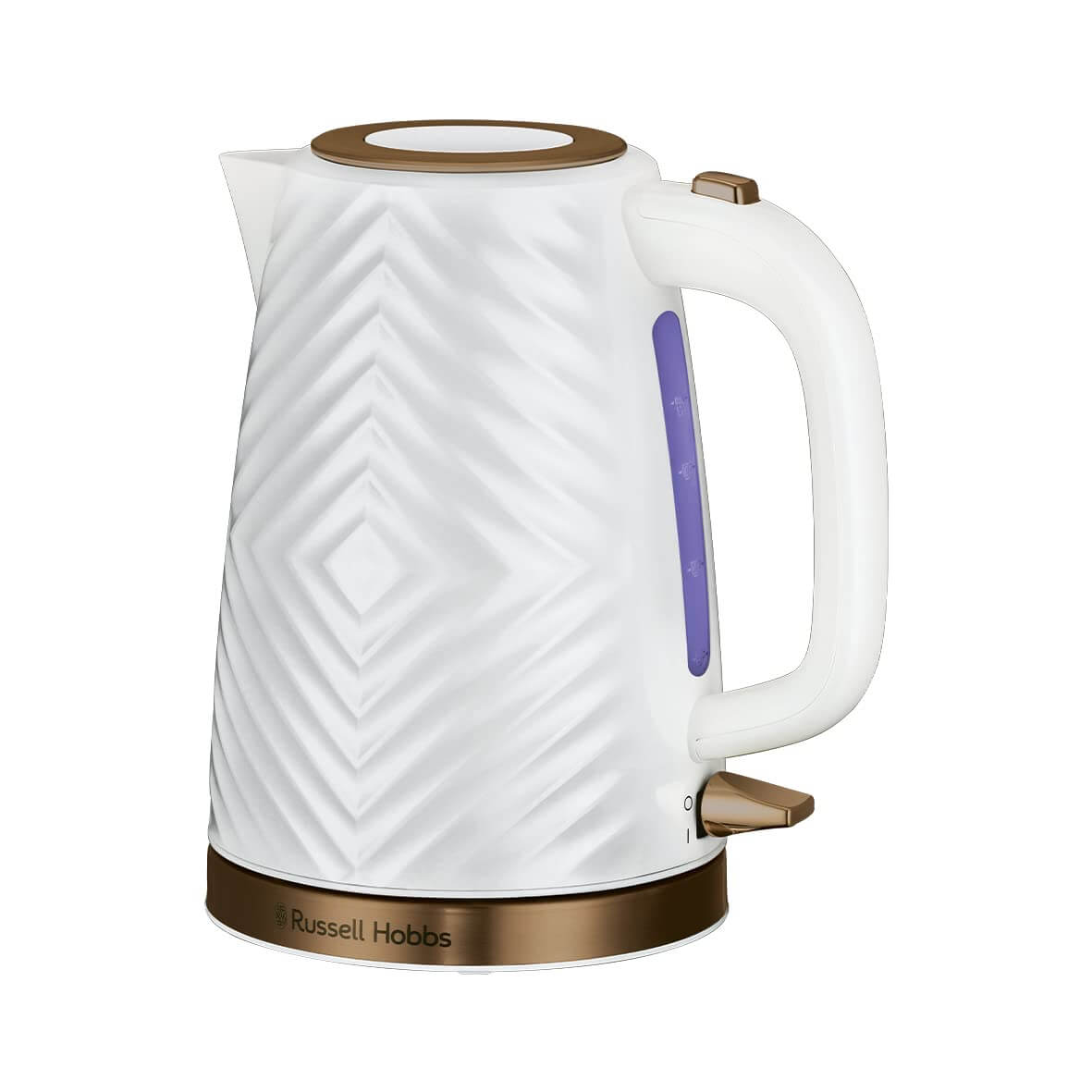 Russell Hobbs Groove Electric 1.7L Cordless Kettle (Fast Boil 3KW, Grey textured plastic with brushed gold accents, Removable washable anti-scale filter, Push to open lid, Perfect pour spout) 26382