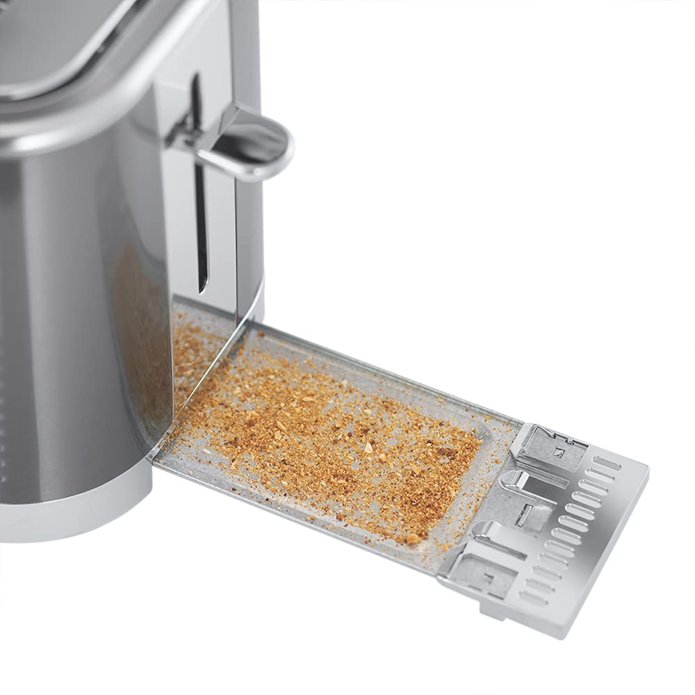 Russell Hobbs 25250 Geo Steel 2 Slice Wide Slot Toaster - Contemporary Design with Faster Toasting Technology, Textured Stainless Steel, Silver