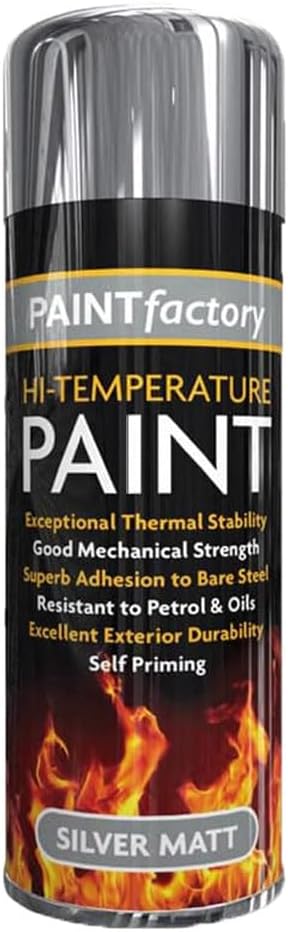 High Temperature Spray Silver Paint 300 ml, Heat Resistant Up to 600°C Wood Burners Stove Paint Quick Drying Engine, Exhaust, and BBQ Grill Paint Used for Metal