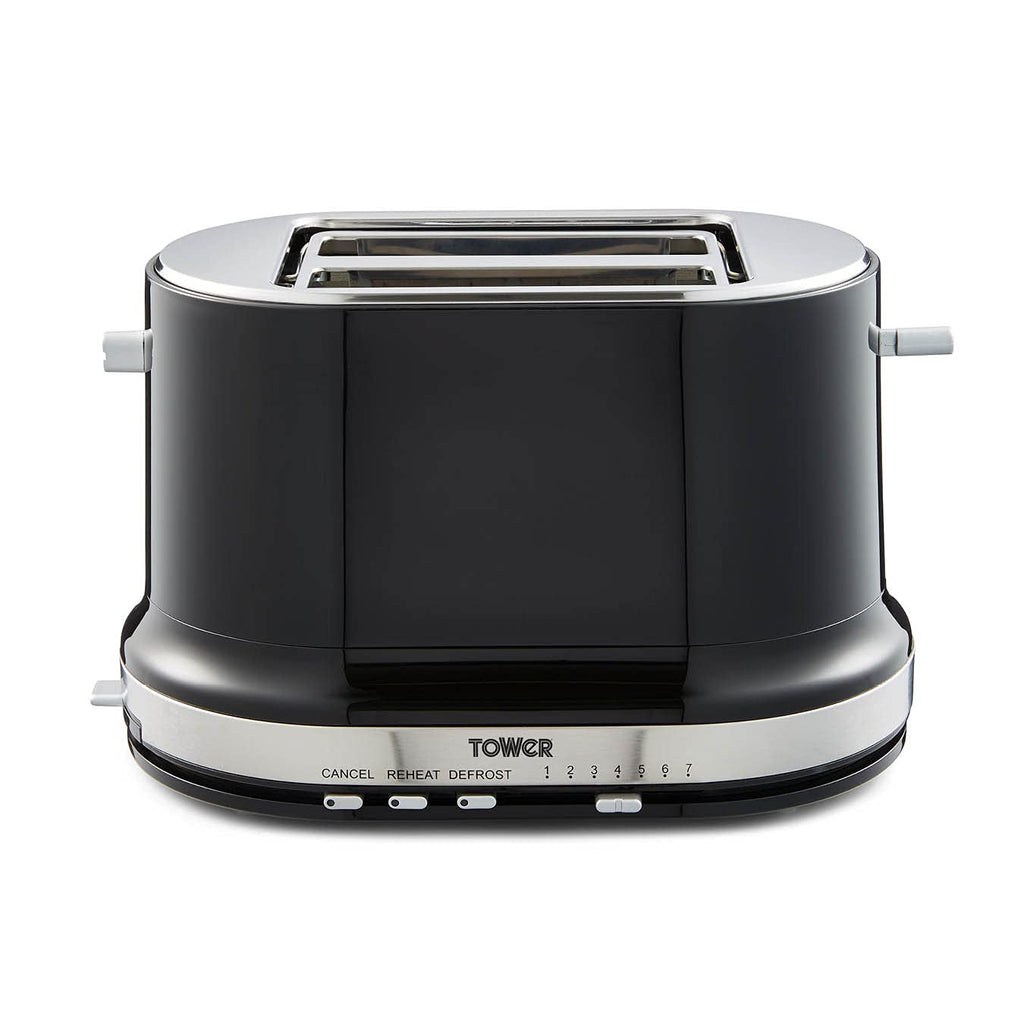 Tower T20043GRP Belle 2-Slice Toaster with 7 Browning Settings, Defrost/Reheat/Cancel, 800 W, Graphite