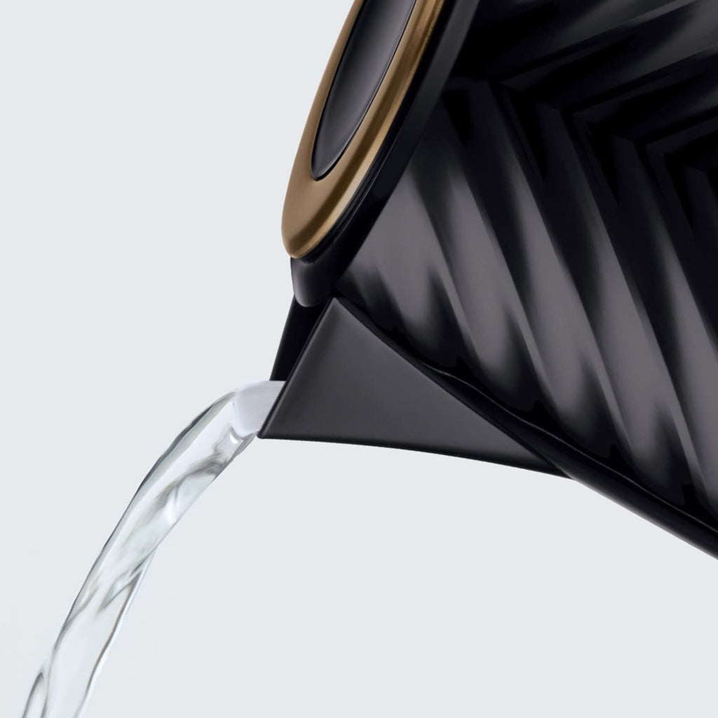 Russell Hobbs Groove Electric 1.7L Cordless Kettle (Fast Boil 3KW, Grey textured plastic with brushed gold accents, Removable washable anti-scale filter, Push to open lid, Perfect pour spout) 26382