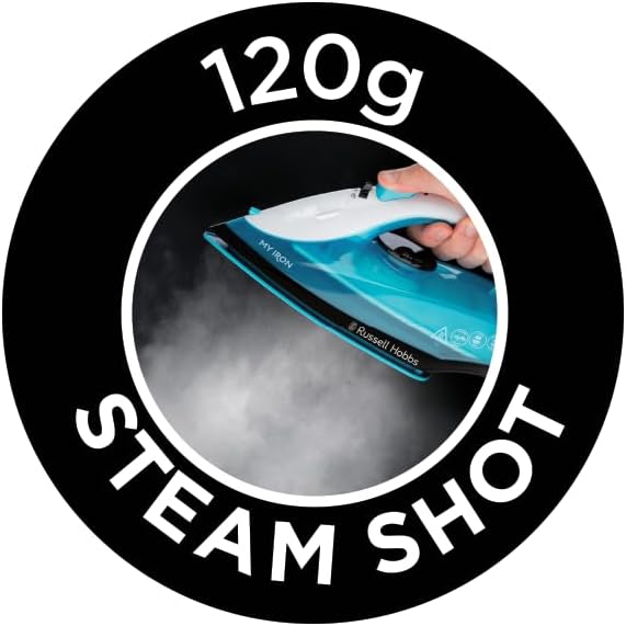 Russell Hobbs My Iron Steam Iron, Ceramic Soleplate, 260ml Water Tank, 120g steam shot, 28g continuous steam, Self-Clean Function, 2m Cord, Vertical and variable steam, 1800W, 25580