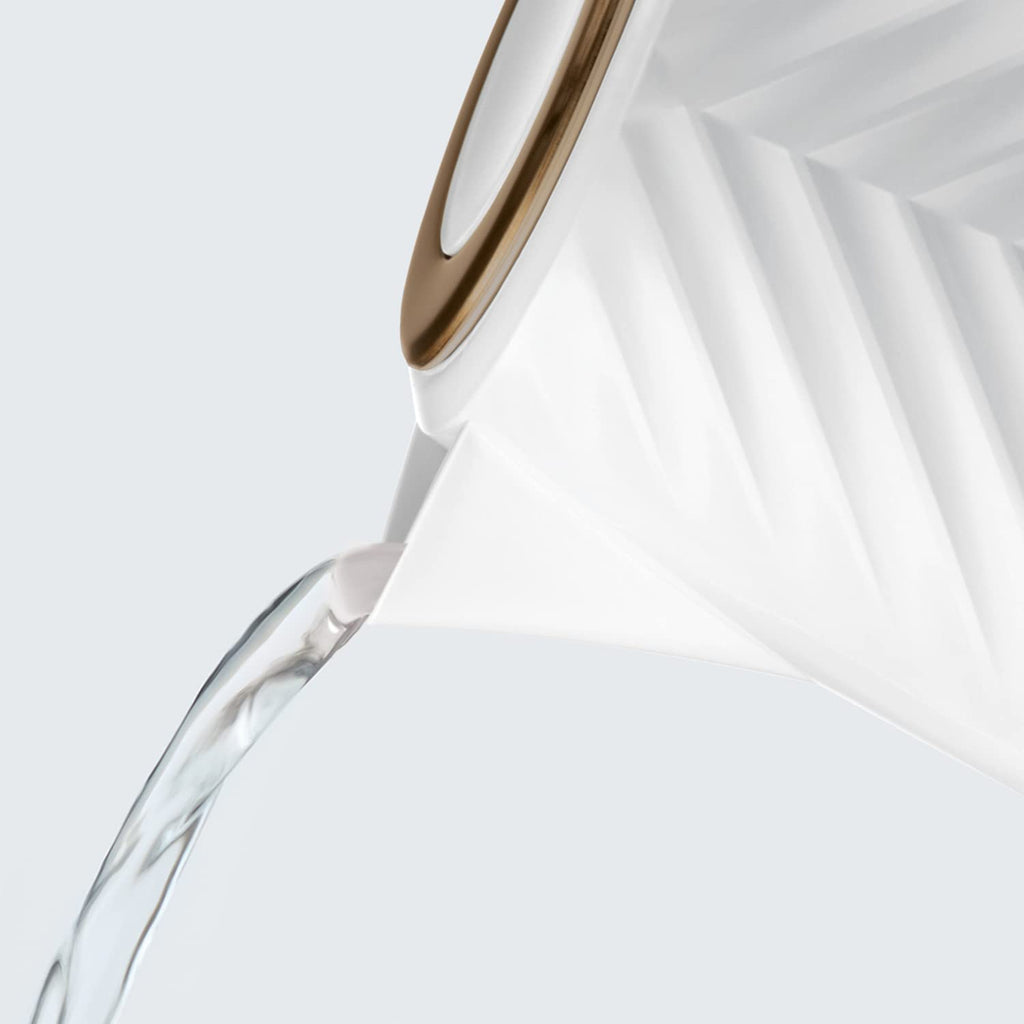 Russell Hobbs Groove Electric 1.7L Cordless Kettle (Fast Boil 3KW, Grey textured plastic with brushed gold accents, Removable washable anti-scale filter, Push to open lid, Perfect pour spout) 26382