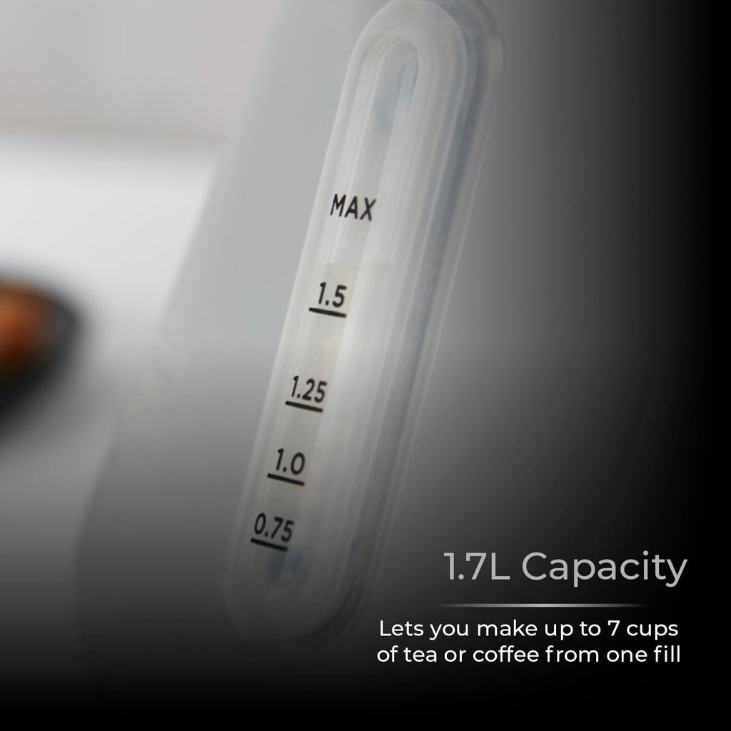 Tower T10074BLK Ash Rapid Boil Pyramid Kettle with Easy Open Lid, Removable Filter, 1.7L, 3KW, Black and Chrome