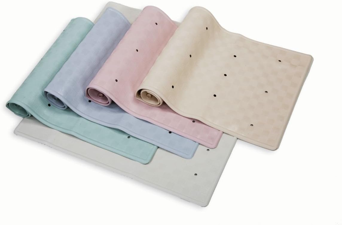 Blue Canyon Nonslip Antibacterial Rubber Shower Mats, Quick Dry Bathmat for Shower with Suction Pads & Drain Holes, Mould Resistant Bathroom Accessory, Durable Bath Rug Runner 53x53 cm – Pink