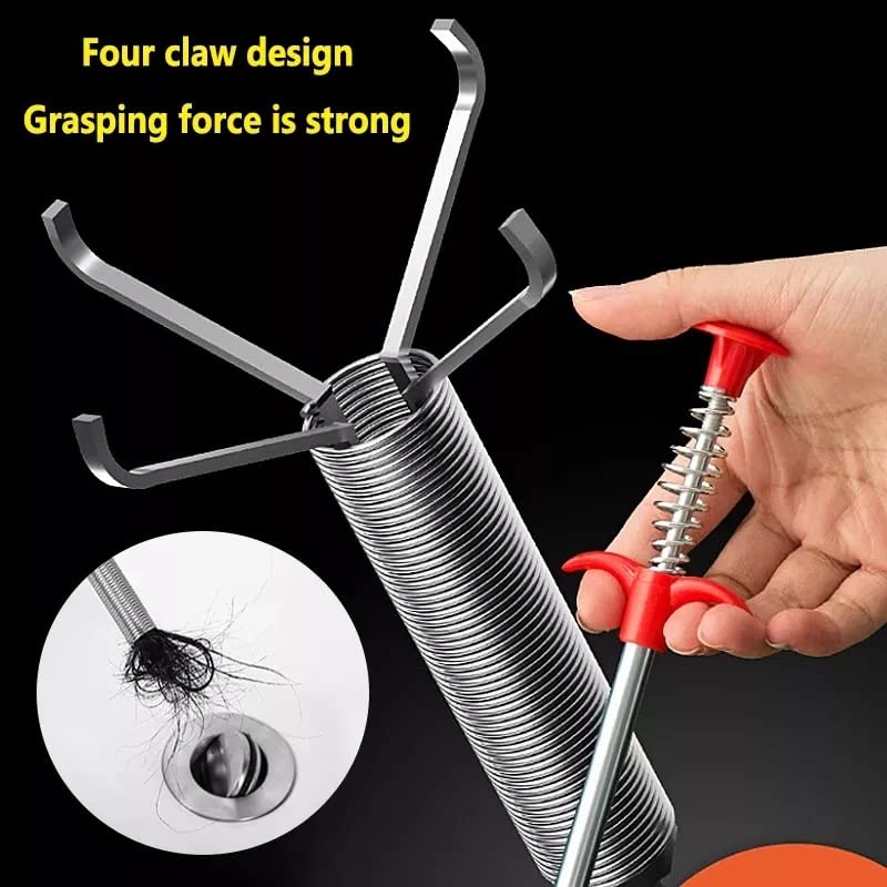 Drain Unblocker Tools Spring Pipe Dredging Tool Sink Unblocker Tool Plug Unblocker Drain Hair Clog Remover Reusable Drain Cleaning Brush for Kitchen Sink Bathroom Shower 60cm or 90cm (90cm)