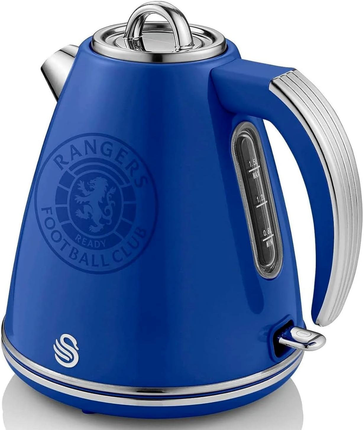 Swan Official Rangers Football Club Retro Jug Kettle, Blue, 3000W, 1.5L Capacity, Rangers FC Kettle, Stainless Steel, Rotational Base, Cord Storage, SK19020RANN