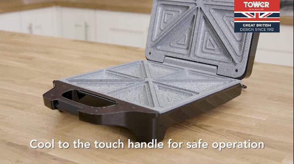 Tower T27038 Health Grill and Panini Grill with Non-Stick Cerastone Coating, 750W, Black & Stainless Steel