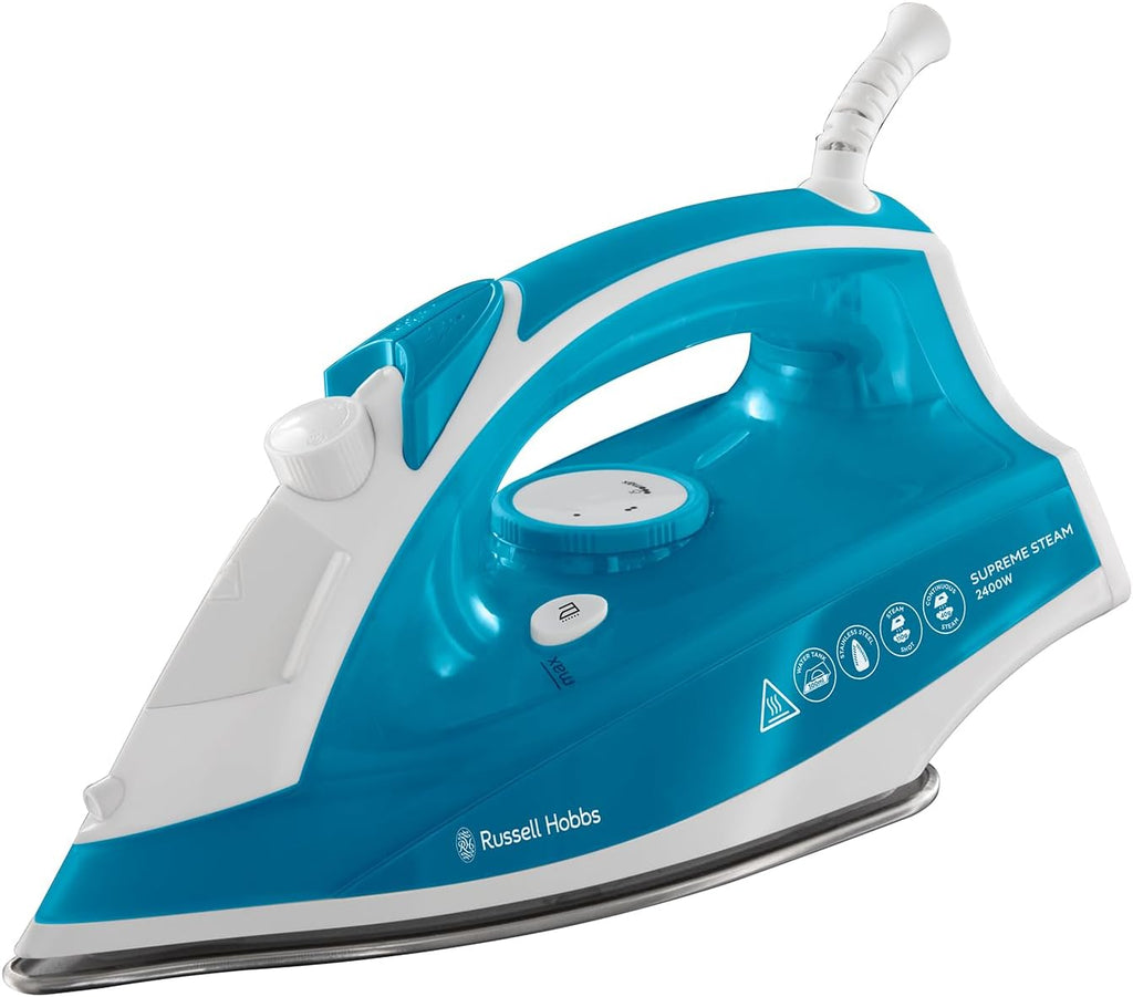 Russell Hobbs Supreme Steam Iron, Powerful Vertical steam Function, Non-Stick Stainless Steel Soleplate, Easy Fill 300ml Water Tank, 110g Steam Shot, 40g Continuous steam, 2m Cord, 2400W, 23061