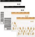 Ikea ISTAD Medium Reusable Food Bags with Double Seal, 1.2 & 2.5 Litres, Black Striped/Yellow Leaf - Set of 100 Bags