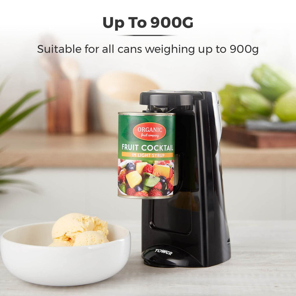 Tower T19007 3-in-1 Electric Can Opener with Knife Sharpener & Bottle Opener, Black