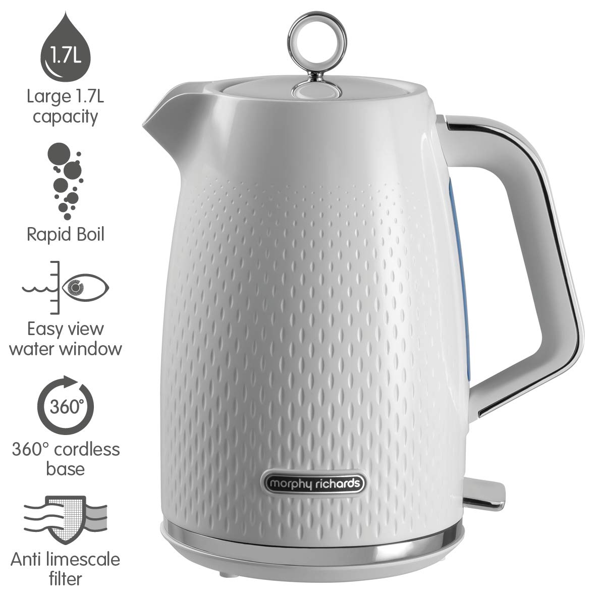Morphy Richards Verve White Jug Kettle - 1.7L - Rapid Boil - Limescale Filter - Plastic - 103012