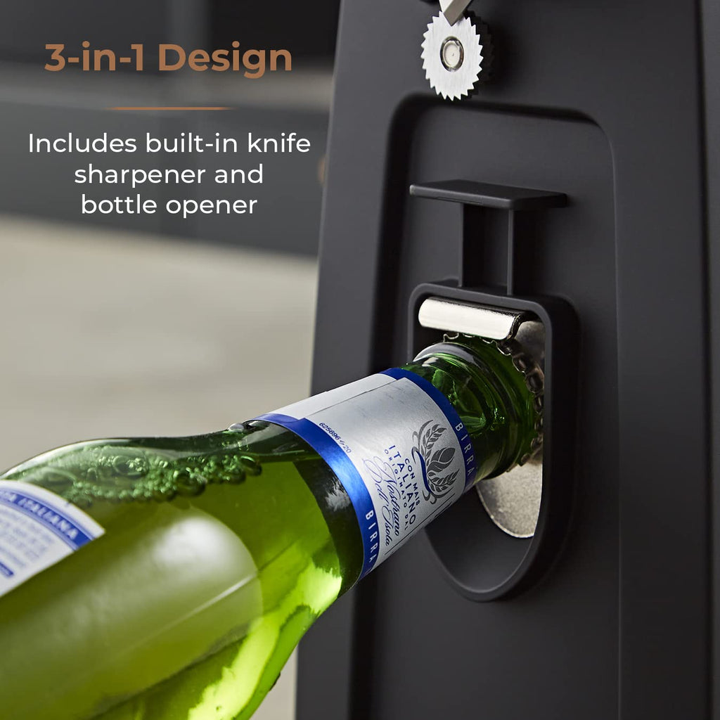 Tower T19007 3-in-1 Electric Can Opener with Knife Sharpener & Bottle Opener, Black