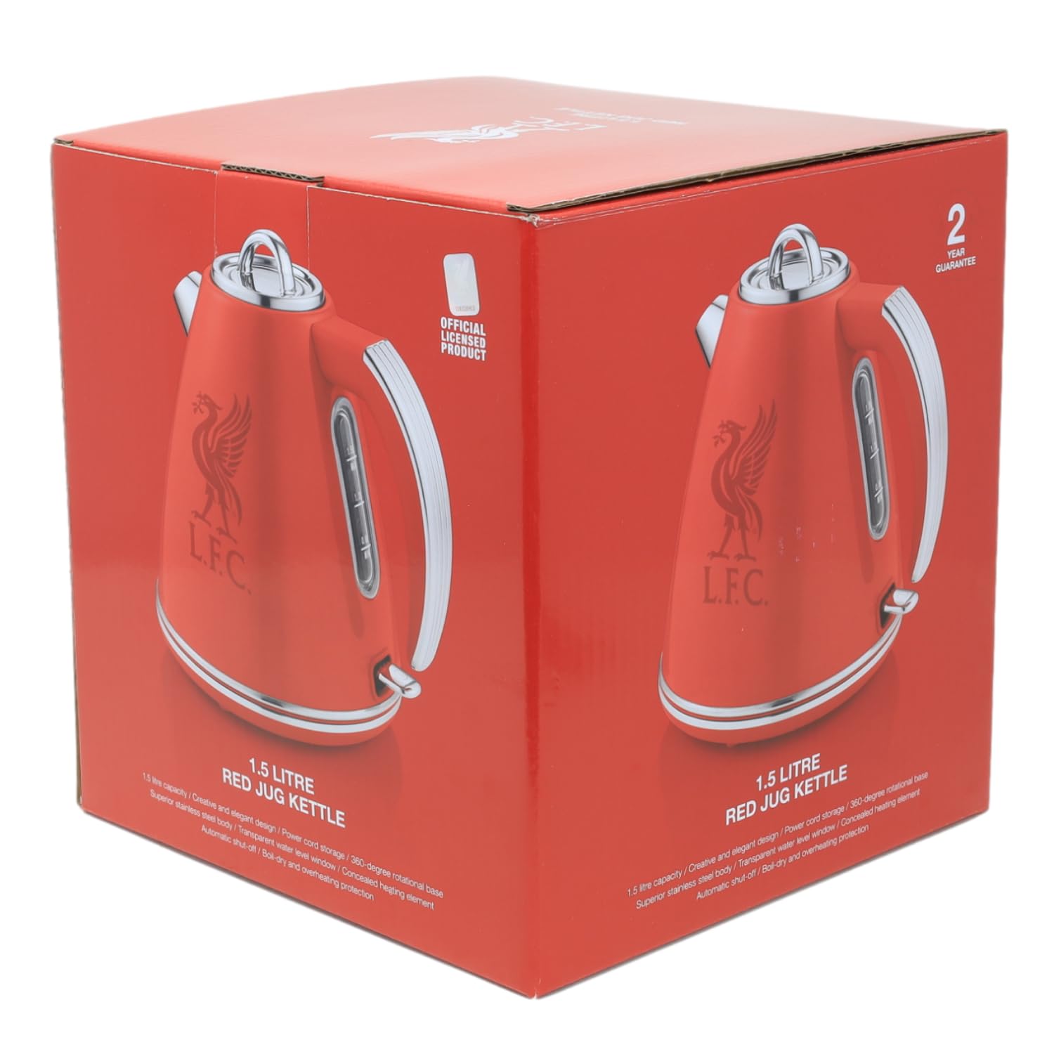 Swan Liverpool F.C 1.5 Litre Retro Jug Kettle, Red, 360 Degree Rotational Base, Stainless Steel, SK19020LIVRN