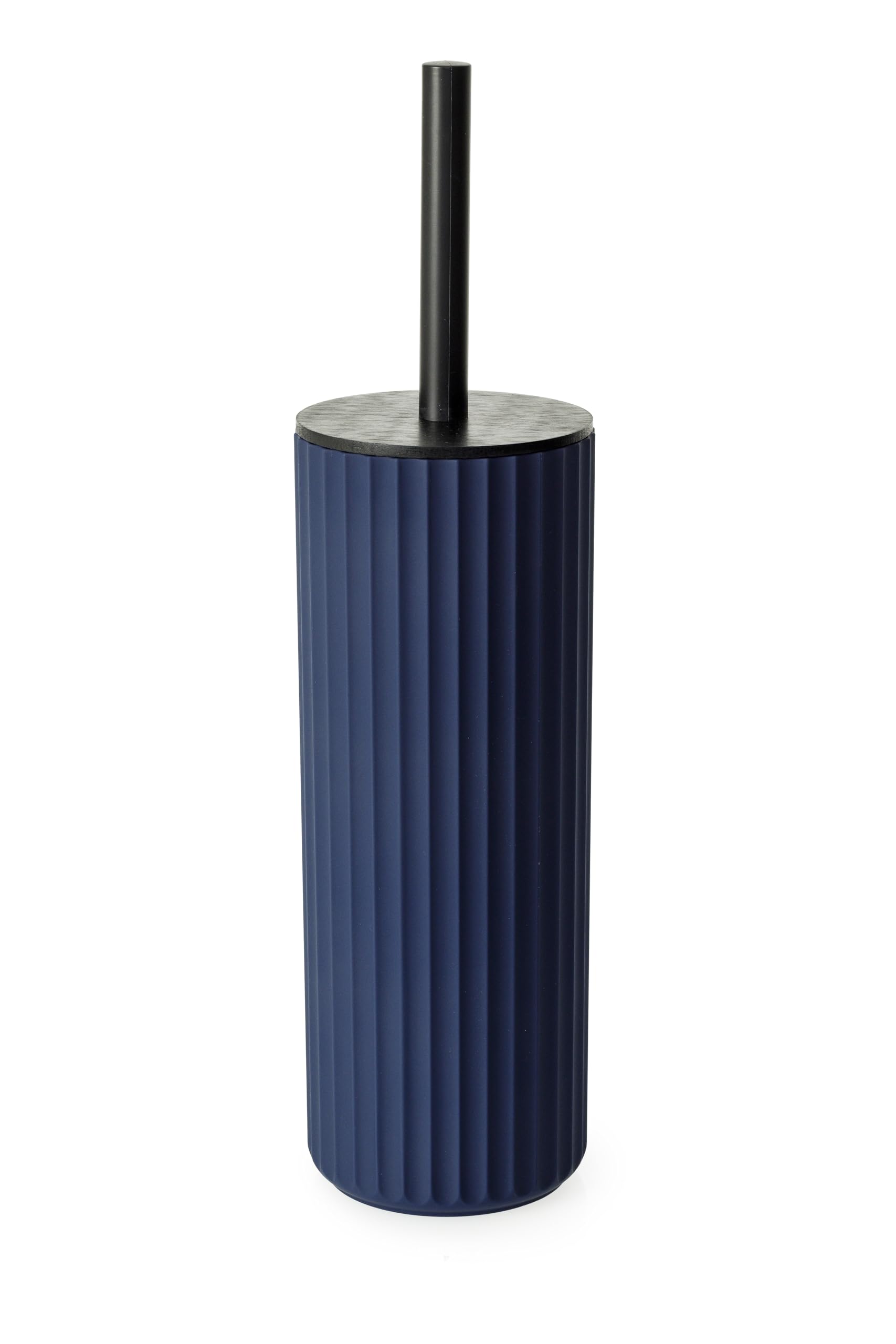 Blue Canyon Berkeley Toilet Brush with Bamboo Lid for Bathroom & Office, Plastic Head for Deep Cleaning, Compact Size, Elegant Design, Odour Free Holder, Hygienic Brush, Blue