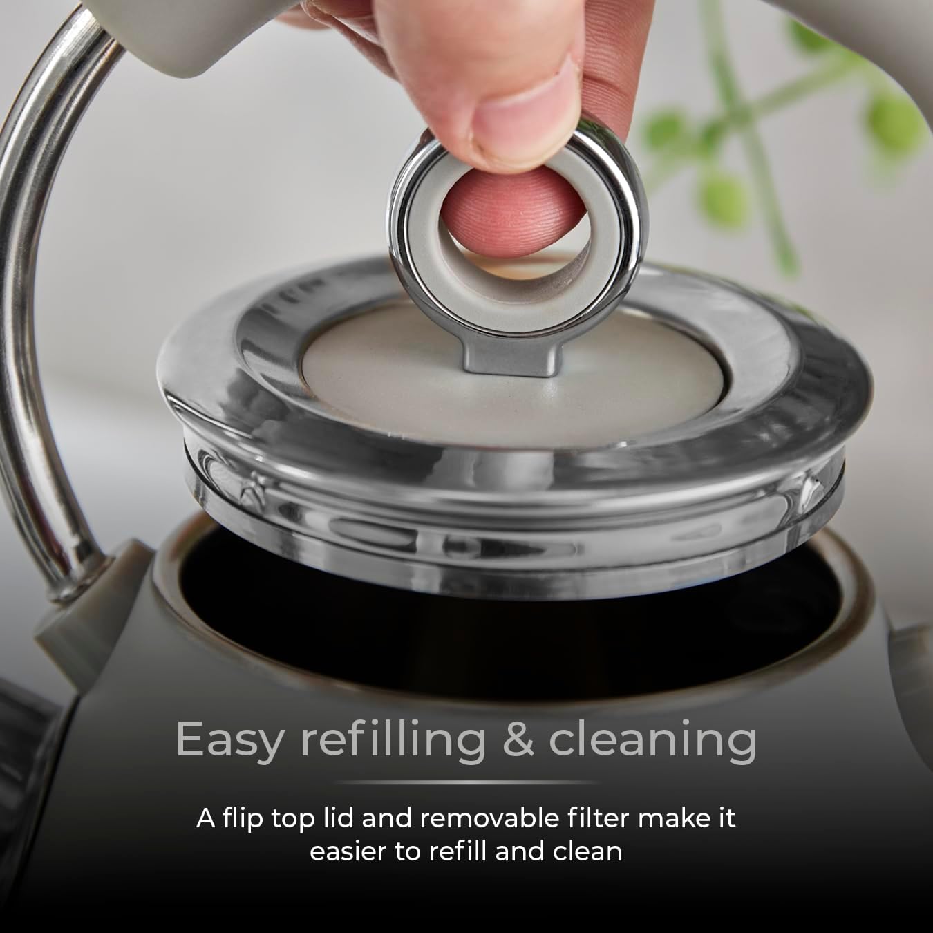 Tower T10074BLK Ash Rapid Boil Pyramid Kettle with Easy Open Lid, Removable Filter, 1.7L, 3KW, Black and Chrome