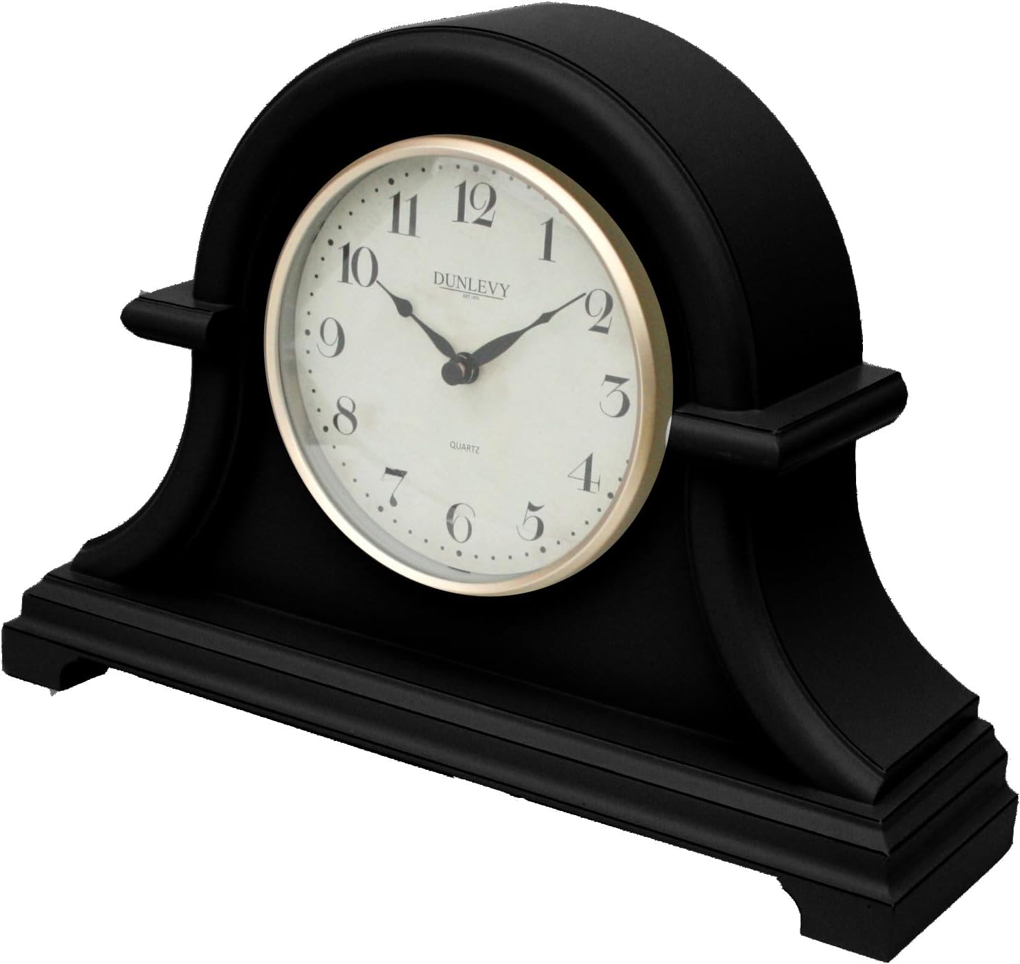 Mantel Clock Quartz Numbers Mantle Clock Arched Design Battery Operated Freestanding Decorative Retro Table Desk Bedside Shelf Fireplace Clock Analogue Vintage Home Living Room Kitchen Office (Black)