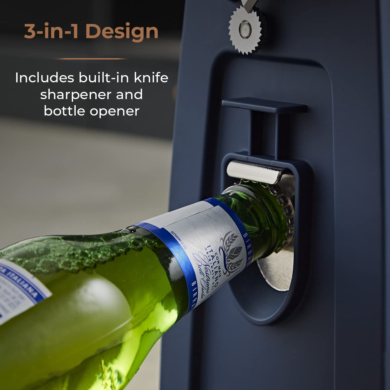 Tower T19007 3-in-1 Electric Can Opener with Knife Sharpener & Bottle Opener, Black