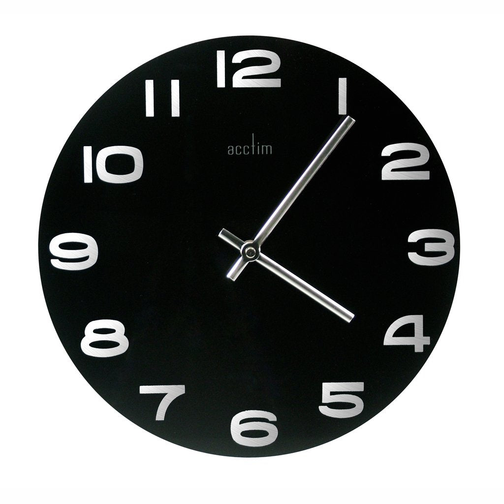 Acctim Mika Wall Clock Quartz Open Dial Mirrored Numerals Black 30cm 27003