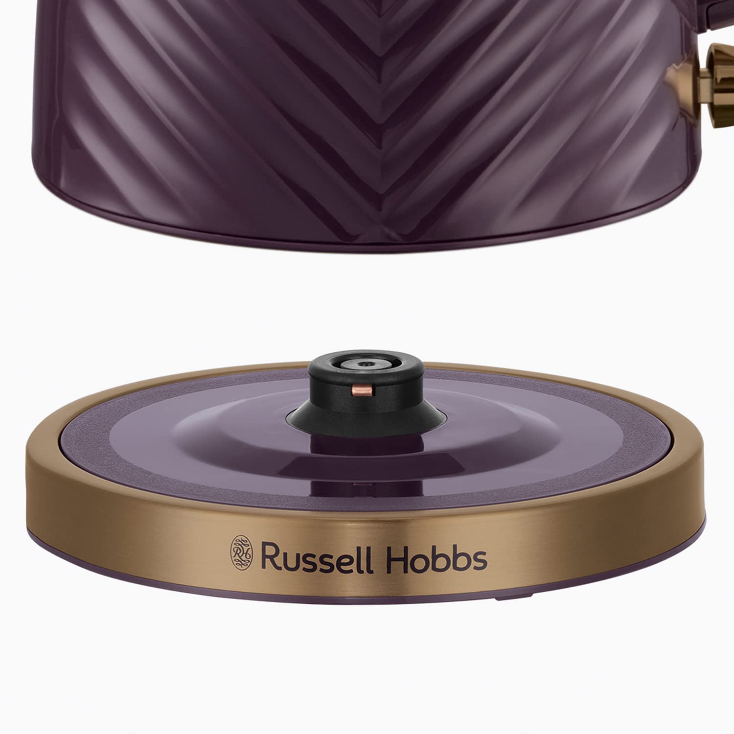 Russell Hobbs Groove Electric 1.7L Cordless Kettle (Fast Boil 3KW, Grey textured plastic with brushed gold accents, Removable washable anti-scale filter, Push to open lid, Perfect pour spout) 26382