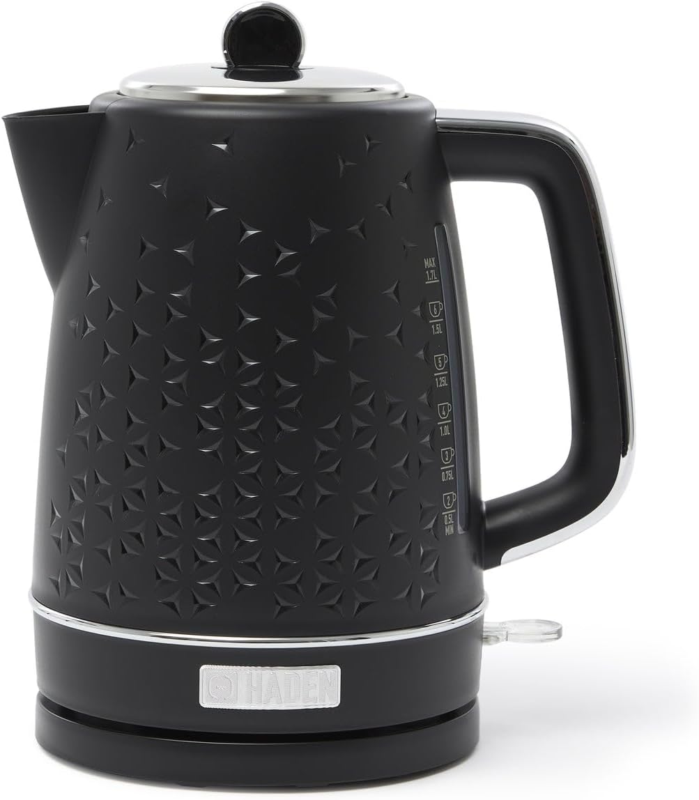 Haden Starbeck White Kettle - 1.7L Fast Boil, Quiet, Cordless Electric Kettle - 3000W, BPA Free, Ergonomic Handle, Energy-Efficient, lightweight - Perfect for Home and Travel