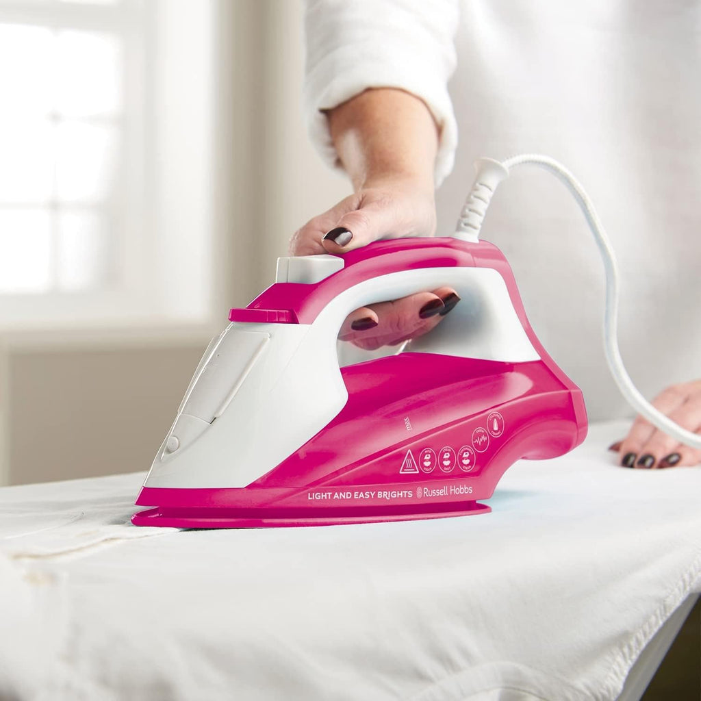 Russell Hobbs Light & Easy Brights Berry Steam Iron, Fabric Softening Infused Ceramic Soleplate. 2x smoother glide, 2x durability, 240ml Water Tank, 115g Steam Shot, 35g Continuous Steam, 2400W, 26480