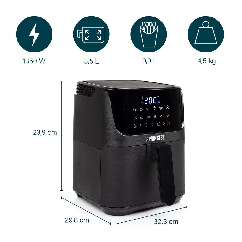 Princess 2-in-1 Steam Oven & Aerofryer - Large volume of 6.5L - 1700 W - Touch screen - 8 pre-programmed programs - Accessories Included, Black (01.182080.02.001)