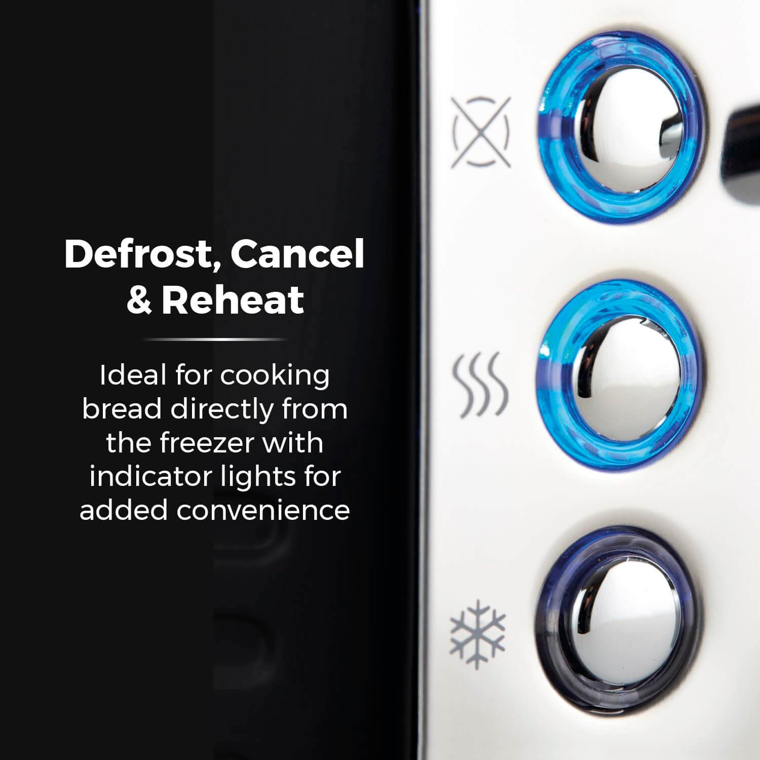 Tower, T20080BLK, Ash 2-Slice Toaster with 7 Browning Levels, Defrost/Reheat/Cancel, 925W, Black & Chrome