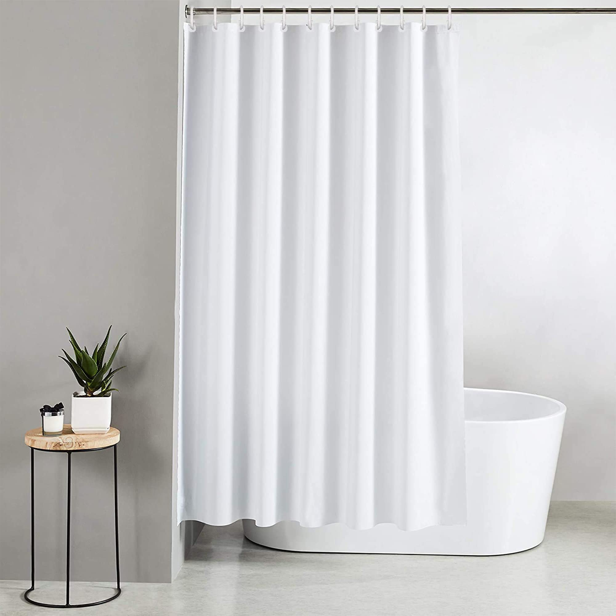 Blue Canyon Extra Long/Wide Shower Curtains | 100% Polyester Shower Curtain | Anti-Bacterial Surface Treatment | Water Repellent| Weighted Hem | 250 X 200cm | 12 Reinforced Eyelets with Hooks (White)