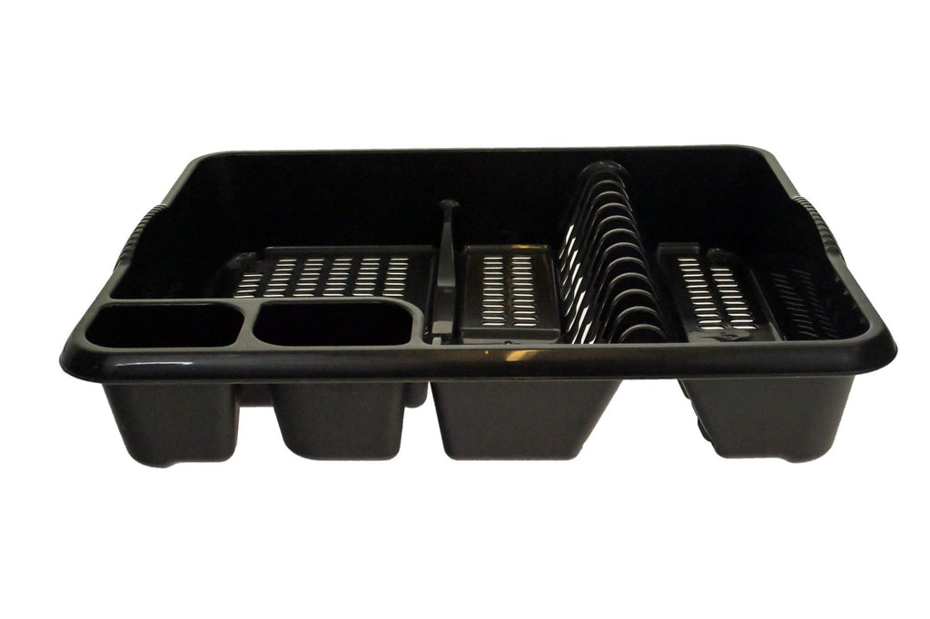 Casa Large Dish Drainer (46 x 38 x 9 cm) Dish Drying Rack Kitchen Dish Drainer Cup Holder Strong Plastic Sink Cutlery Drainer Utensil Draining - (Light Grey), 1 Set