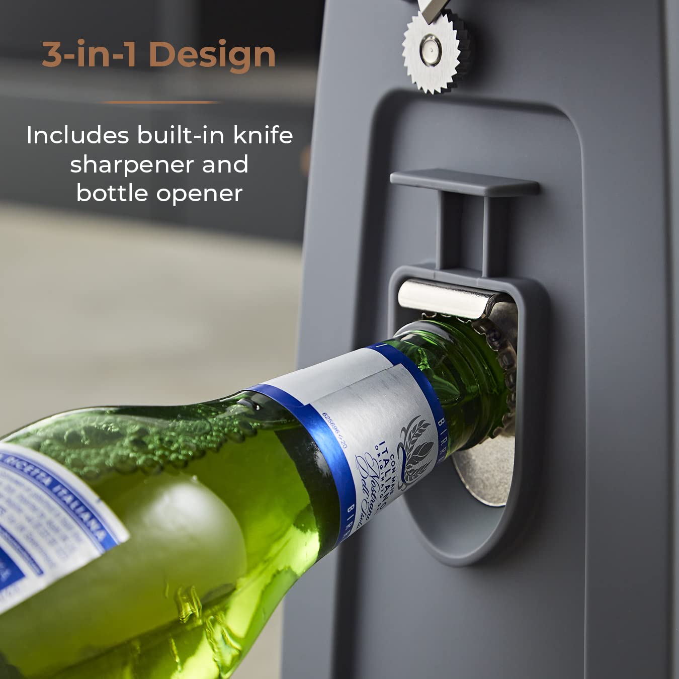 Tower T19007 3-in-1 Electric Can Opener with Knife Sharpener & Bottle Opener, Black