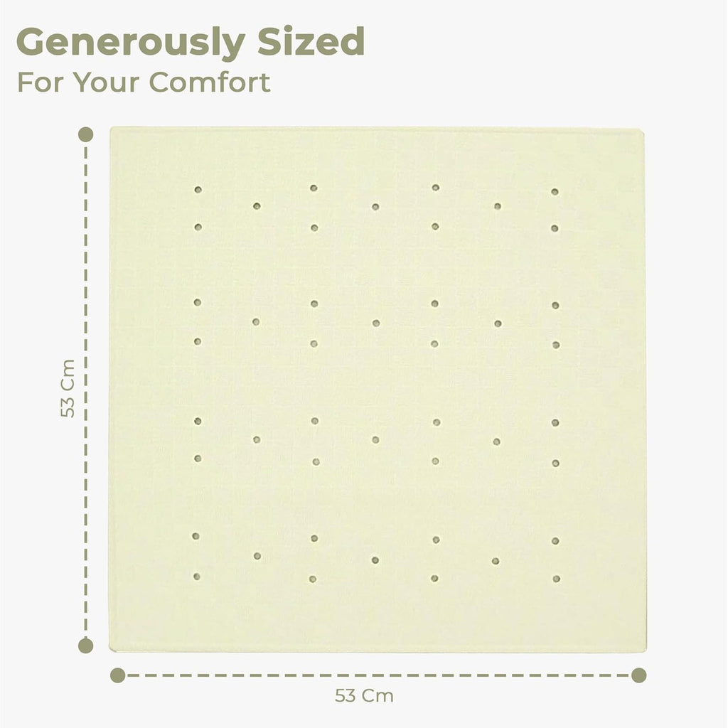 Blue Canyon Nonslip Antibacterial Rubber Shower Mats, Quick Dry Bathmat for Shower with Suction Pads & Drain Holes, Mould Resistant Bathroom Accessory, Durable Bath Rug Runner 53x53 cm – Cream