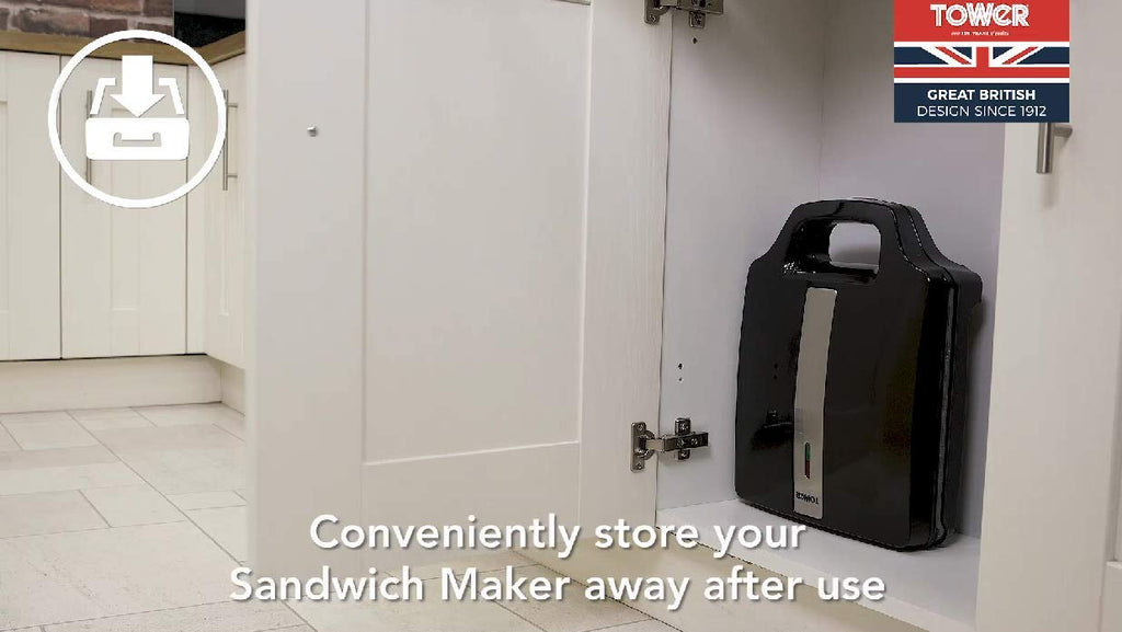 Tower T27038 Health Grill and Panini Grill with Non-Stick Cerastone Coating, 750W, Black & Stainless Steel