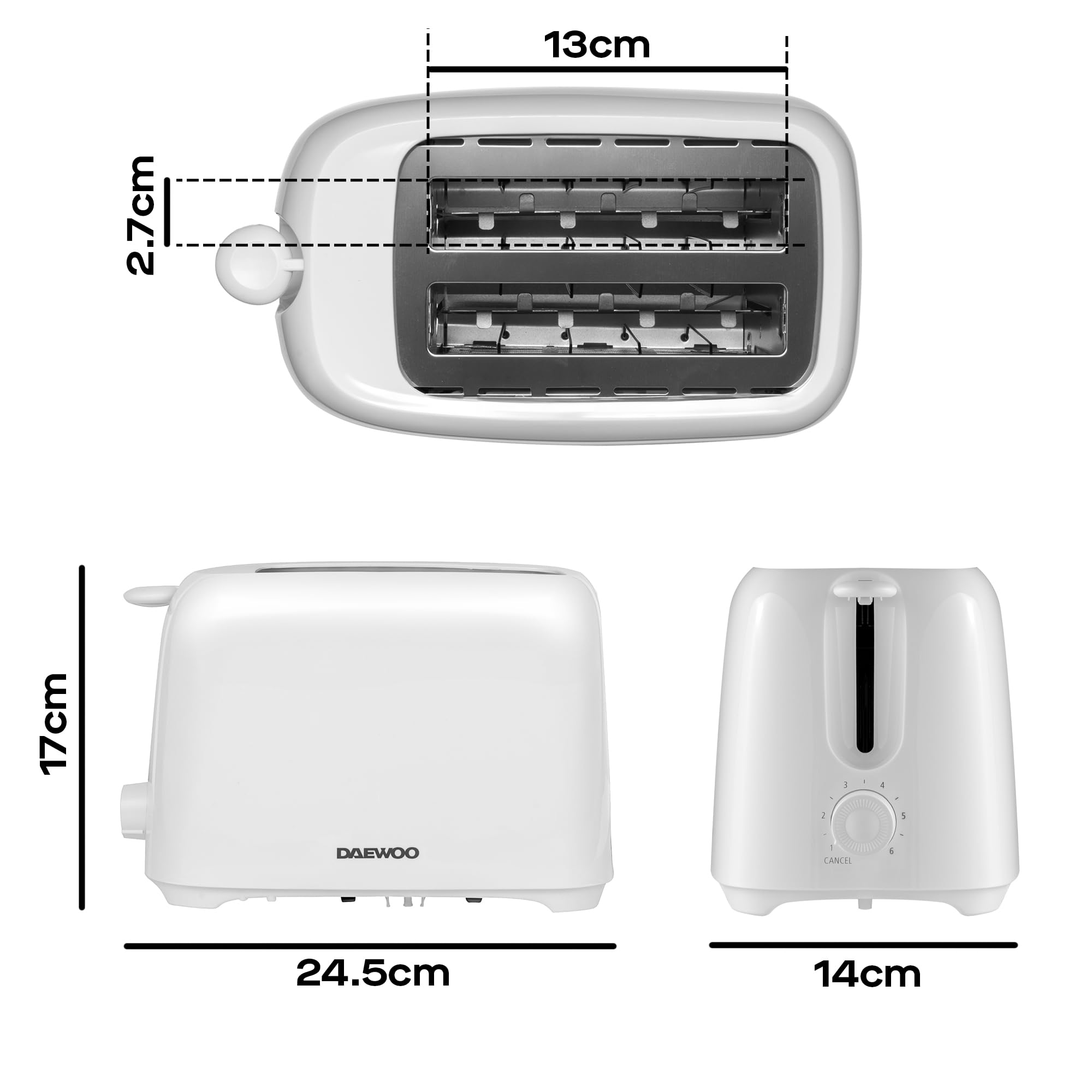 Daewoo Essentials 1.7L Fast Boil Electric Kettle – Black Plastic Cordless Jug with Auto Shut-Off & Boil-Dry Protection, Compact, Easy to Use & Clean