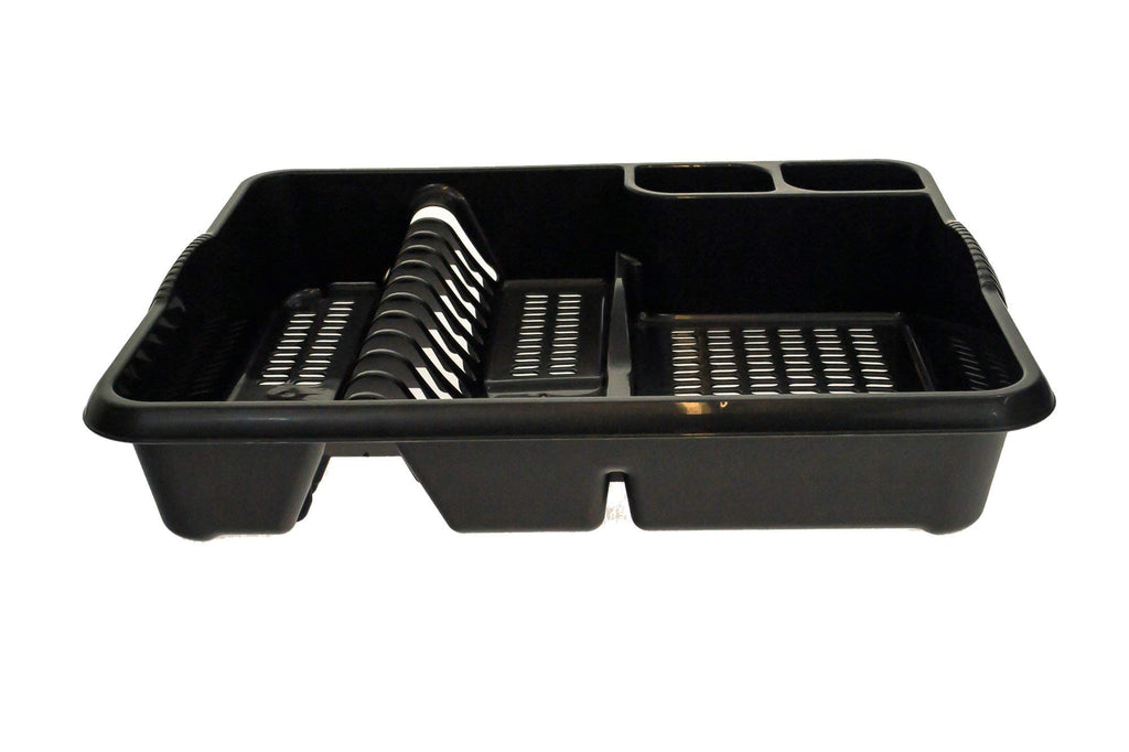 Casa Large Dish Drainer (46 x 38 x 9 cm) Dish Drying Rack Kitchen Dish Drainer Cup Holder Strong Plastic Sink Cutlery Drainer Utensil Draining - (Light Grey), 1 Set