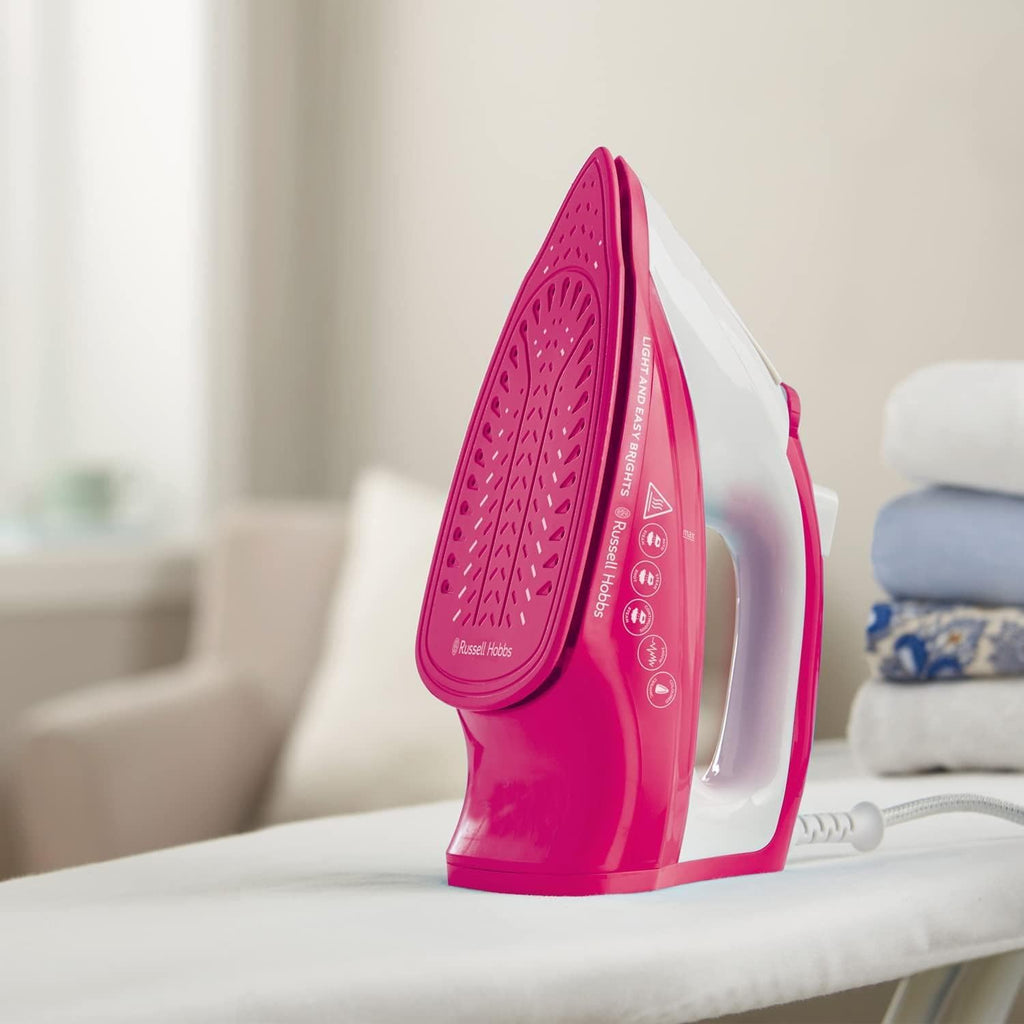 Russell Hobbs Light & Easy Brights Berry Steam Iron, Fabric Softening Infused Ceramic Soleplate. 2x smoother glide, 2x durability, 240ml Water Tank, 115g Steam Shot, 35g Continuous Steam, 2400W, 26480
