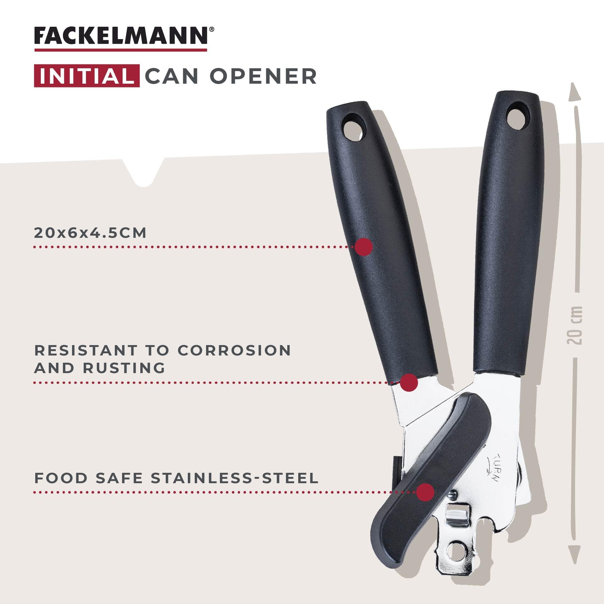 Fackelmann INITIAL Garlic Press, Multifunctional Garlic Crusher, Easy Clean, Strong Durable Garlic & Ginger Squeezer, Professional Kitchen Garlic Mincer, Stainless Steel with Plastic Handle 18cm